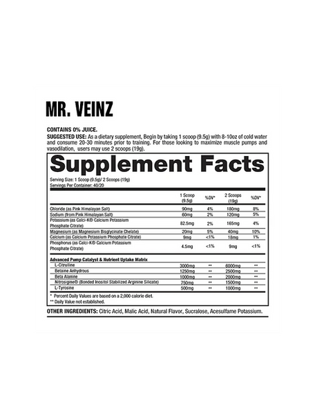Dragon Pharma Mr Veinz Estimulante sin 40 Porciones Wicked Pineapple