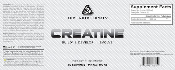 Core Nutritionals Creatine Monohydrate 80 Porciones