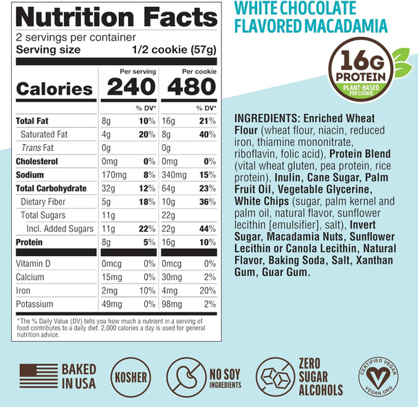 Lenny & Larry's Galleta Vegana con Proteína sabor Chocolate Blanco con Macadamia - Caja con 12