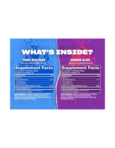 Mutant Creatine Byts Chewable Tangy Blue Razz 80 Tabletas