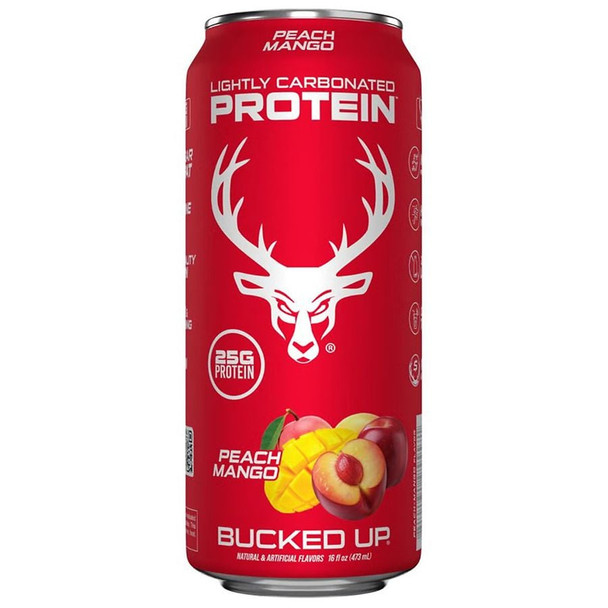Bucked Up Lightly Carbonated Protein 16 Onzas Peach Mango