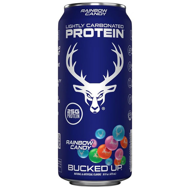 Bucked Up Lightly Carbonated Protein 16 Onzas Rainbow Candy