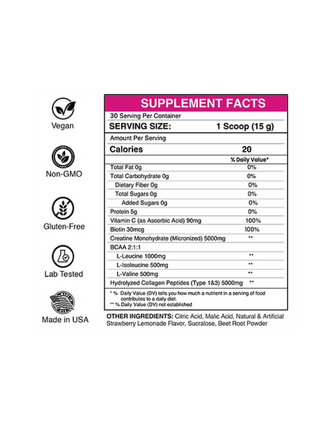 Gaspari Nutrition Creatina For Women 30 Porciones Strawberry Lemonade