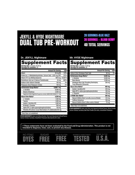 Prosupps Dr Jekyll Mr Hyde Nightmare Pre - Entreno 20 Porciones Blue Raz Bloody Berry