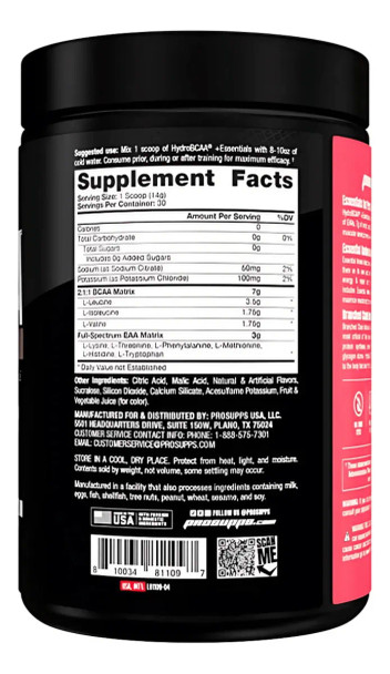 Prosupps Hydro BCAA Essentials 30 Porciones Watermelon