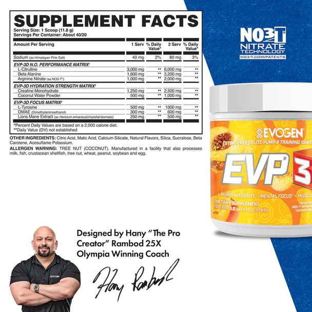 Evogen Evp 3D 40 Porciones Peach Mango