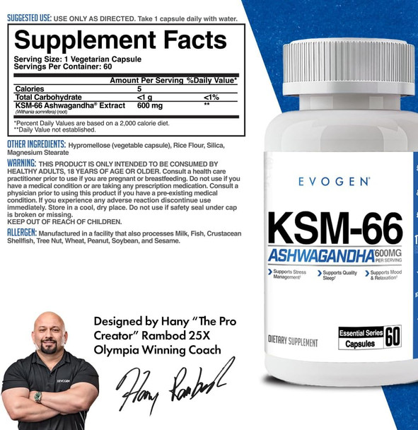 Evogen Ksm 66 Ashwagndha 60 Unidades