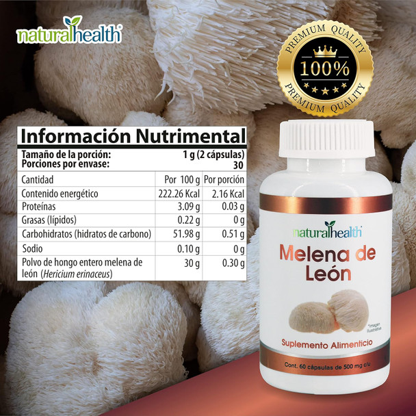 Natural Melena de Le N 500 mg 60 Cápsulas Linea Blanca