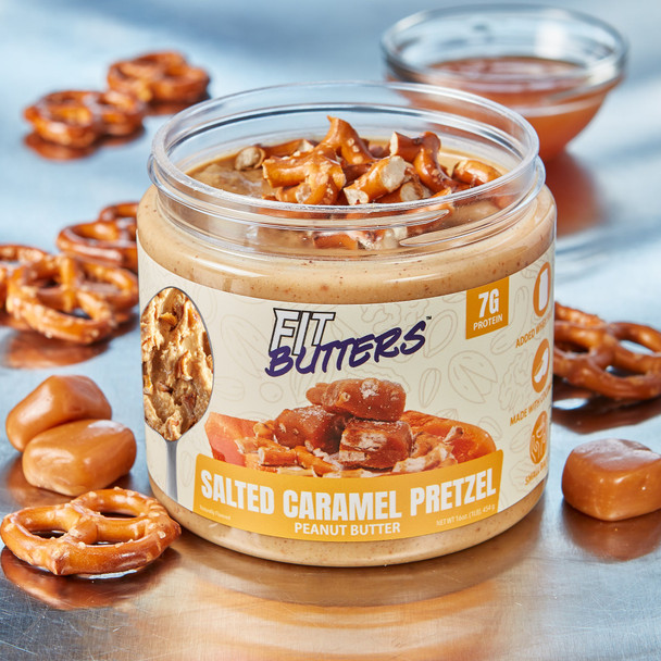 Fit Butters Salted Caramel Pretzel Peanut Butter 454 Grs