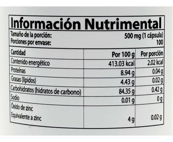 Natural Zyn C 500Mg 100 Cápsulas Linea Blanca