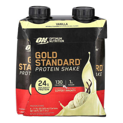 Optimum Nutrition Gold Std 40 Grs Protein Shake 14Oz 12 Paquete Vanilla