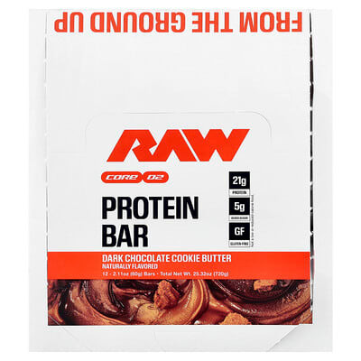 Raw Protein Bar 12 Paquete Dark Chocolate Cookie Batter