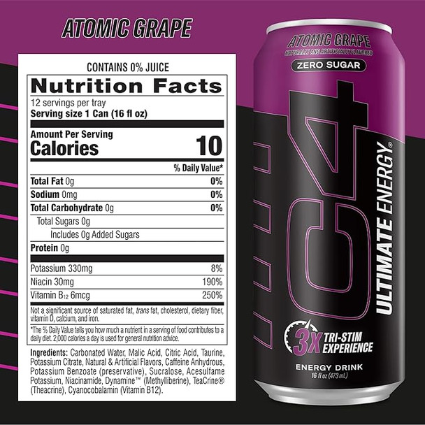 Cellucor C4 Ultimate Carbonatada 16Oz 12Pk Atomic Grape