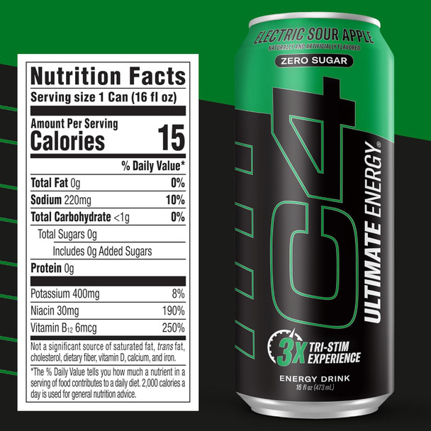 Cellucor C4 Ultimate Carbonatada 16Oz 12Pk Electric Sour Apple