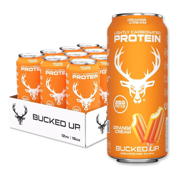 Bucked Up Lightly Carbonated Protein 16 Onzas 12Pk Orange Cream