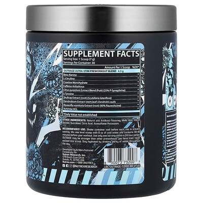 Nutrex Research Research Outrage Ultra Estimulante Pre - Entreno 30 Porciones Blue Raspberry