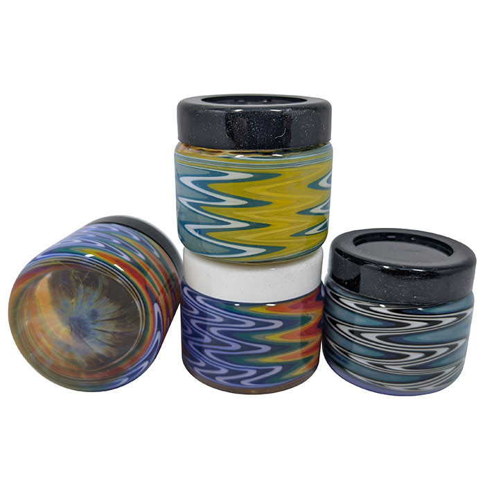 38mm Glass US Color Zigzag Storage Jar with Silicone Lid (MSRP $25.00)