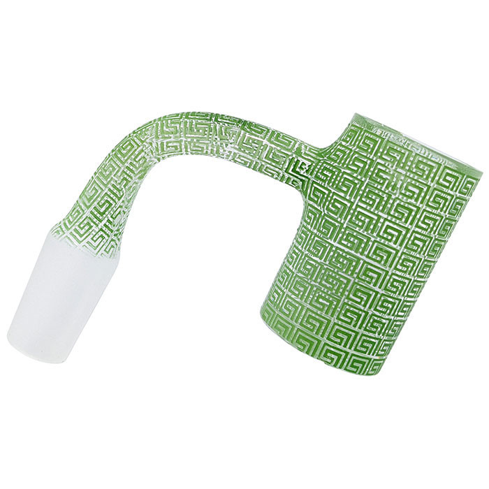 High Grade 25mm Etched Green Tea Quartz Banger - Squares - 14M 90 Degree (MSRP $50.00)