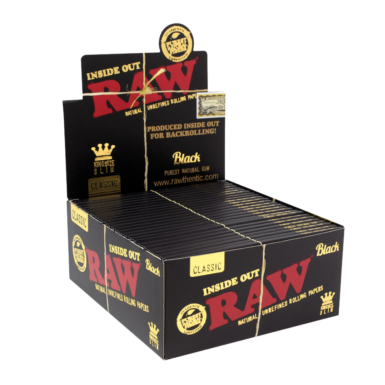RAW® - Black Inside Out Rolling Papers King Size Slim (32ct) - Display of 50 ($3.00ea)