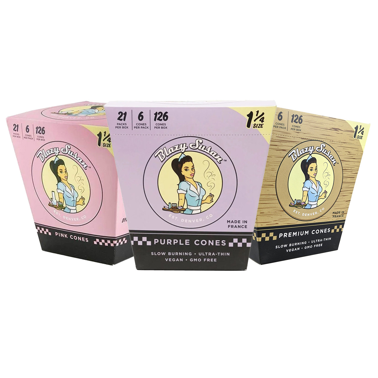 Blazy Susan® - 1¼ Pre-Roll Cones (6ct) - Display of 21 (MSRP $4.50ea)