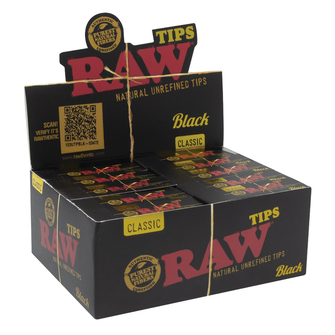 RAW® - Black Rolling Tips (50ct) - Display of 50 (MSRP $1.50ea)