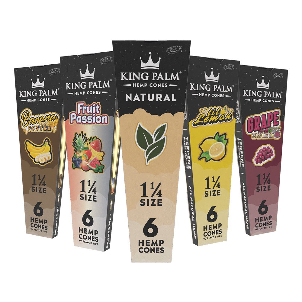 King Palm -  1¼ Pre-Roll Hemp Cones (6pk) -  Display of 30 (MSRP $5.00ea)