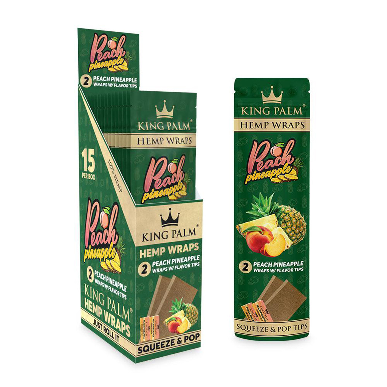 King Palm - Flavored Hemp Wraps (2pk) - Display of 15 (MSRP $5.00ea)