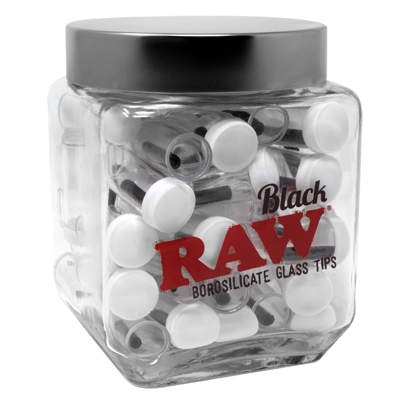 RAW® - Black Glass Tips - Display of 50 (MSRP $3.00ea)