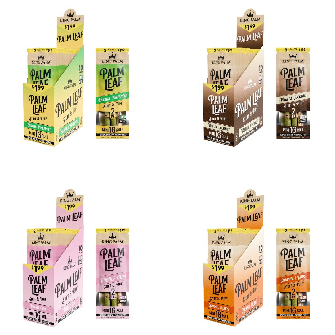 King Palm - Flavored Mini Stuff N Puff Leaf Tubes (2pk) - Display of 10 (Pre-Priced $1.99ea)