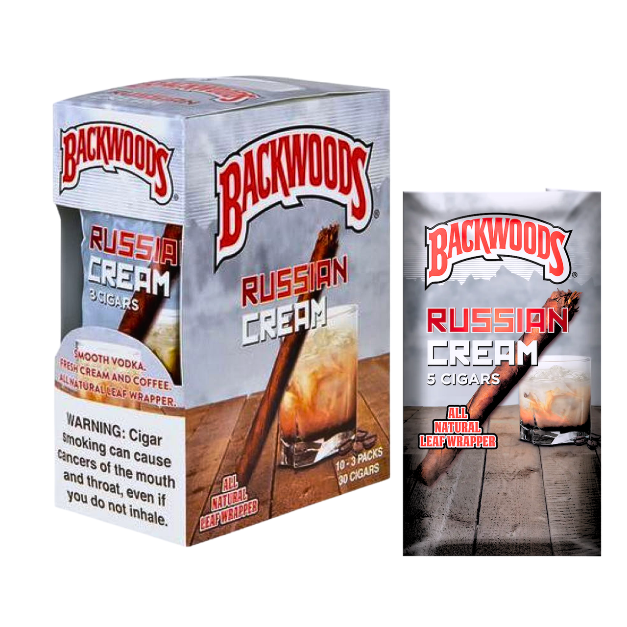 Backwoods - Cigar Wraps (3ct) Display of 10 - Russian Cream (MSRP $3.99ea)