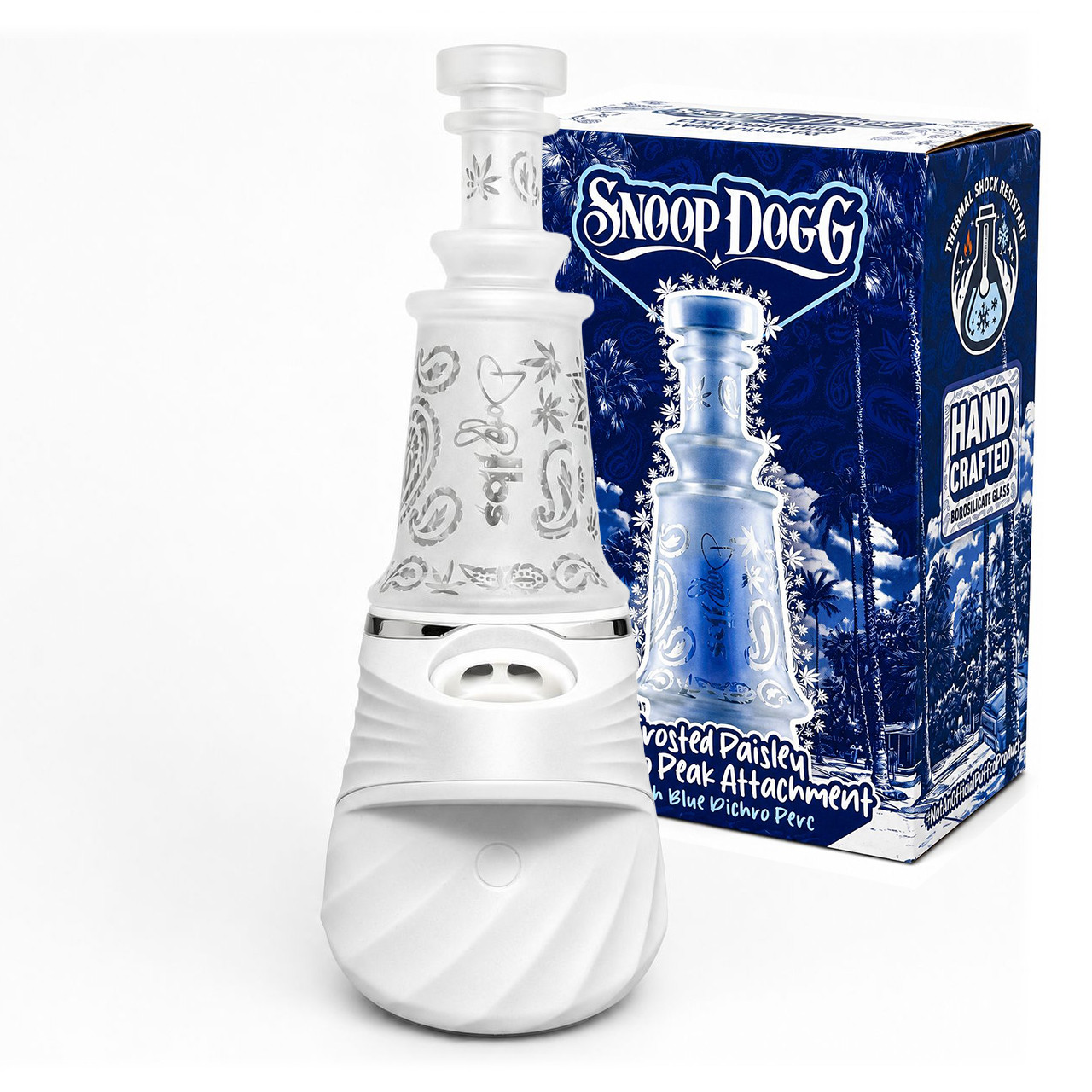 Snoop Dogg - Puffco Peak Compatible Topper - Sand Blasted Paisley Blue Dichro Perc (MSRP $80.00)