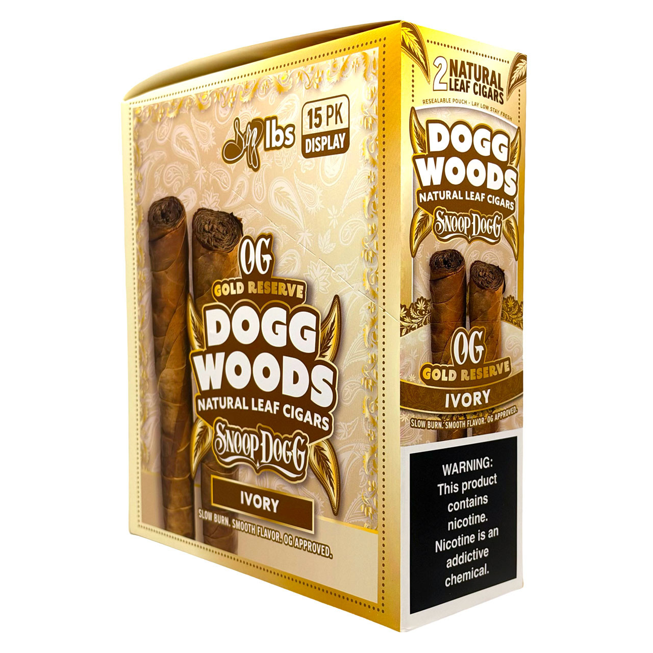 Dogg Woods - OG Gold Reserve Leaf Cigars (2pk) [Cali Flavors] - Display of 15
