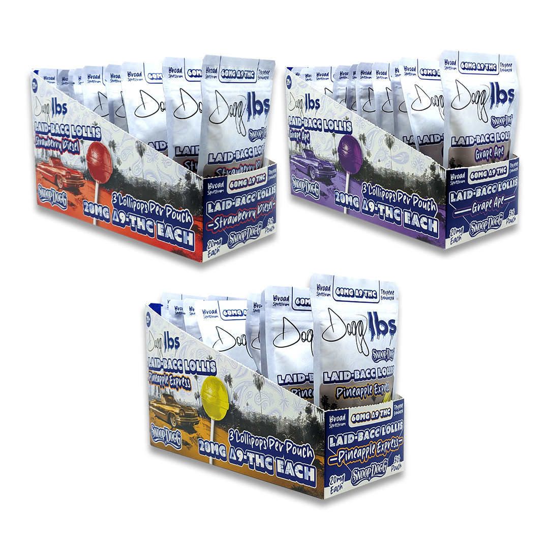 Dogg lbs - Laid-Bacc Lollis 20mg 3pk - Display of 15