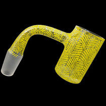 High Grade 25mm Etched Lemon Drop Quartz Banger - Deco - 14M 90 Degree (MSRP $40.00)