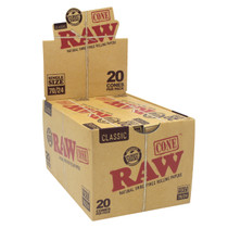 RAW® - Classic Pre-Roll Cone 70mm/24mm Size (20ct) with Funnel - Display of 12 (MSRP $8.00ea)