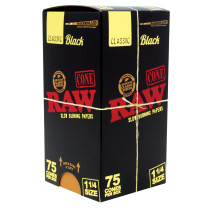RAW® - Black Pre-Rolled Cone 1¼ - Box of 75 (MSRP $30.00)