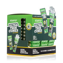 Hemper -  Ultra Thin White Paper Cones 1 1/4 (6ct) - Display of 24 (MSRP $3.00ea)