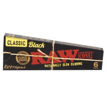 RAW® - Black 1¼ Pre-Rolled Cones (6ct) - Display of 32 (MSRP $4.00ea)