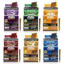 Hemper - Hemp Pre-Rolled Cones with Glass Tips Mini Size (4pk) - Display of 12 (MSRP $3.99ea)