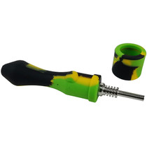 4" Silicone Assorted Nectar Hand Pipe with 10mm Metal Tip - Single (MSRP $25.00)