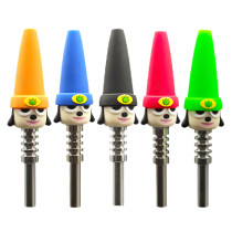 4.5" Silicone Assorted Dogman Nectar Collector - with Stainless Steel Tip (MSRP $10.00)