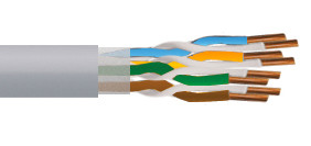 NETWORK CABLES U/UTP CAT. 6 PVC solid 100/100V GREY RAL 7035 / COLORAZ COPPIE 4x2x23/1 AWG