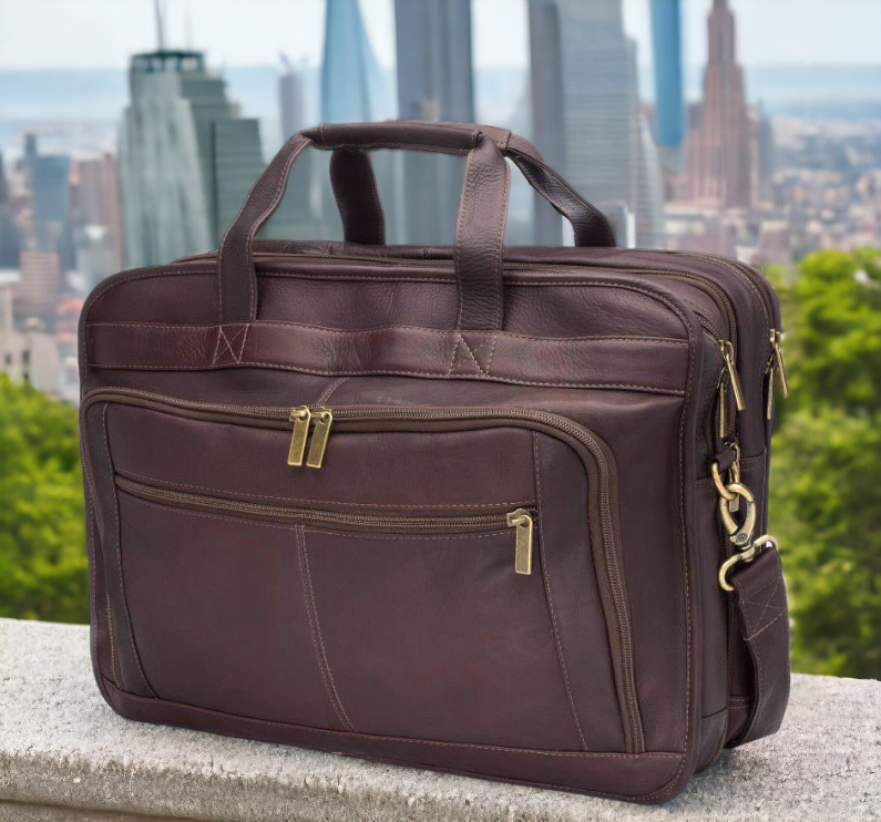 Edmond Leather Large Expandable Laptop Briefcase US2123