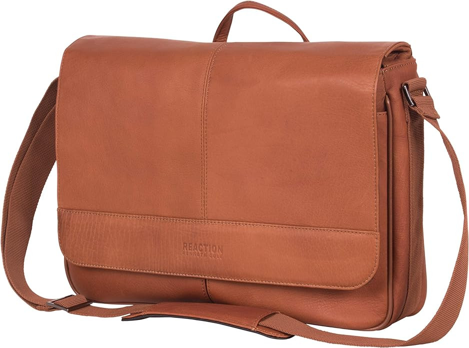 Kenneth Cole Reaction Risky Business Colombian Leather Messenger Bag - Thumbnail 2