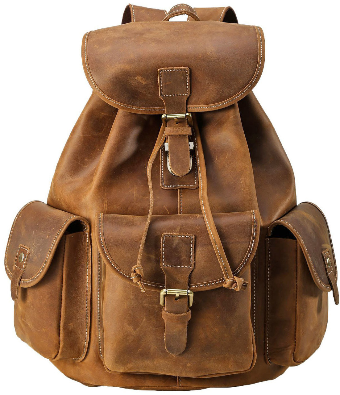 leather knapsack