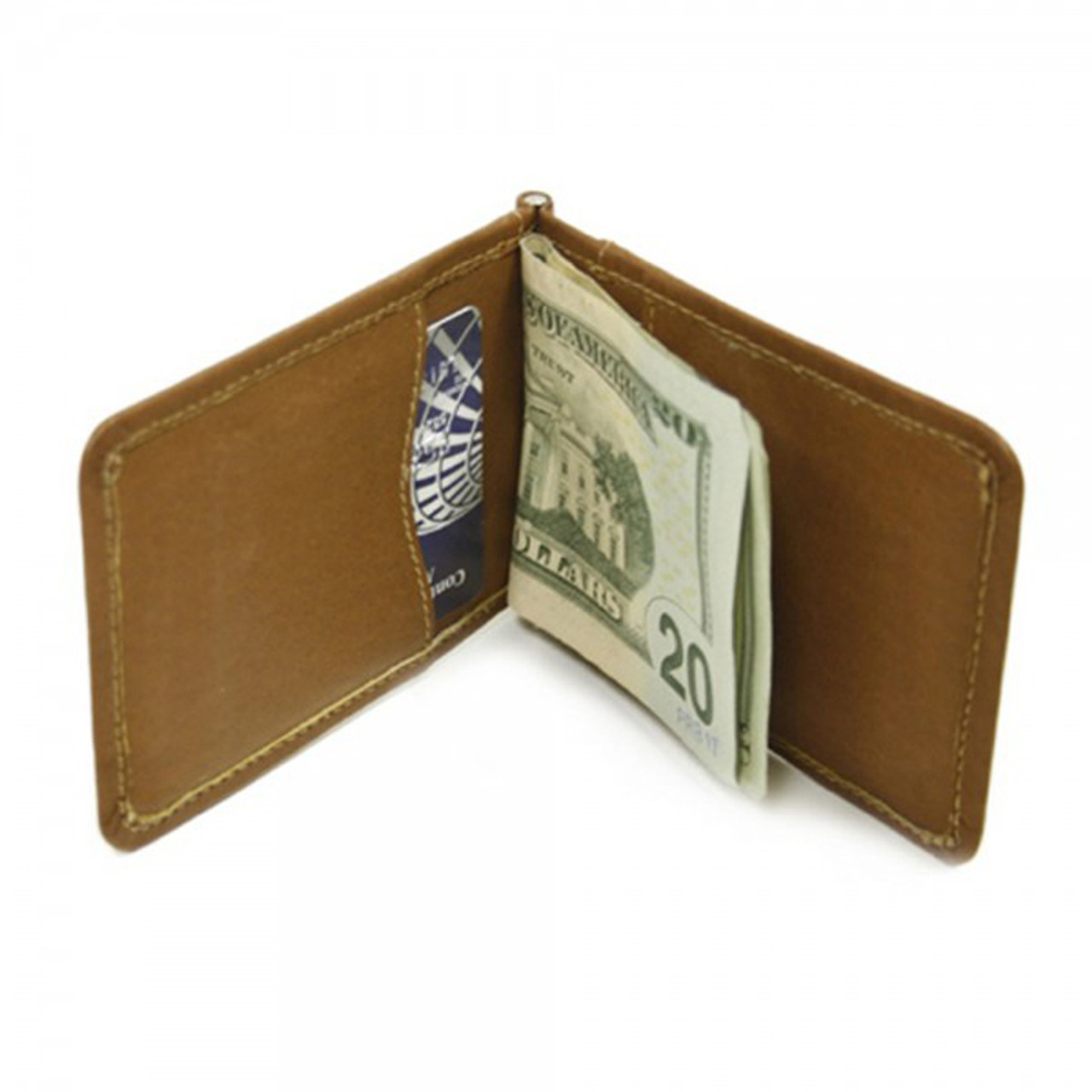 Leather Money Clip wallet with Window
