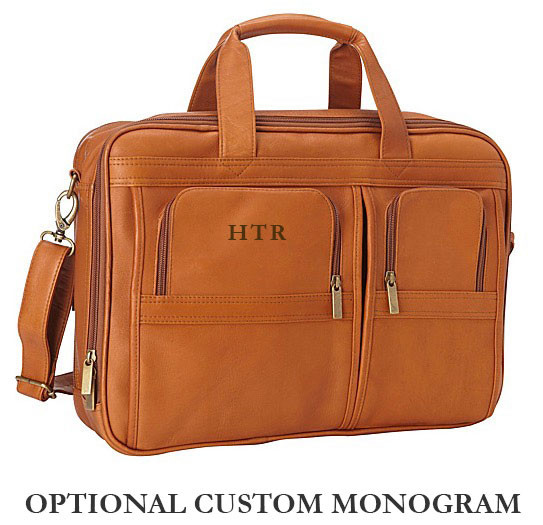 Edmond Leather Deluxe Business Briefcase 17" Laptop Briefcase