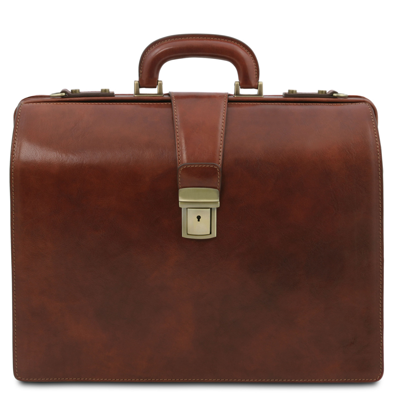 Buccio Tuscany Cannella Brown Italian Leather Briefcase Attorney Briefbag