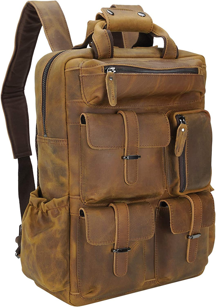 Pratt Leather Multi Pocket Daypack Leather Backpack