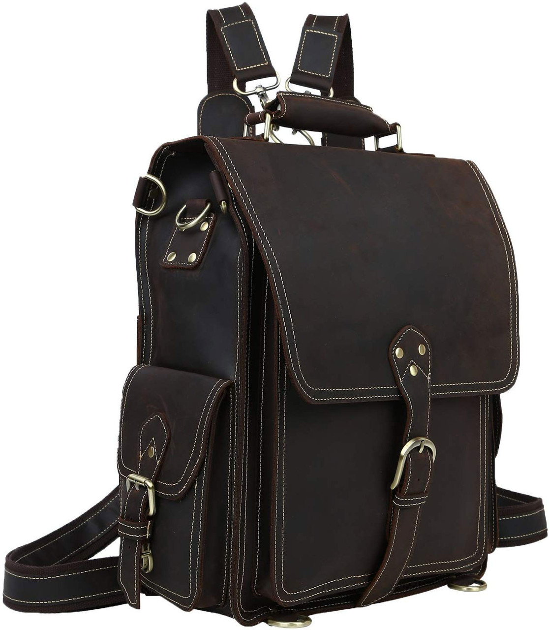 Pratt Leather Men's Messenger Backpack Satchel